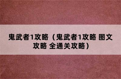 鬼武者1攻略（鬼武者1攻略 图文攻略 全通关攻略）